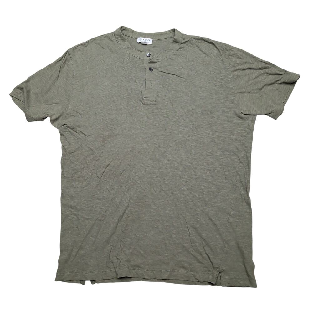 Sunspel England Henley Shirt Men's Medium Short Sleeve Luxury Minimalist